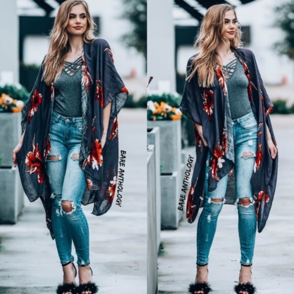 🌻HP🌻Floral Kimono Wrap - Picture 4 of 6